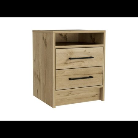 Tuhome Eter Nightstand, Superior Top, Two Drawers, Light Oak MLD6562